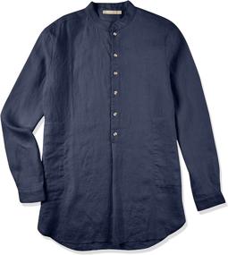 img 4 attached to 👔 Men's Mandarin Sleeve Linen Shirts by Isle Bay Linens