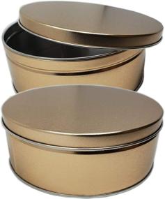 img 3 attached to Empty Premium Cookie Tin (2 Pack) - Gold Classic Design, Extra Thick Steel Gift Container