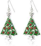 🌲 rarelove green christmas tree star moon rhinestone dangle earrings - festive holiday statement jewelry logo