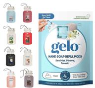 🧼 gelo refill plant based essential oil hand liquid soap (10 oz.) - bottle, refill pods, or both! (sea mist, mineral & freesia) + 1 complimentary assorted car jar logo