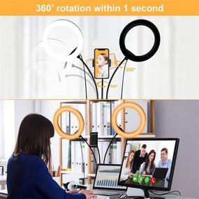 img 3 attached to 🌟 Dimmable LED Selfie Ring Lights with Tripod Stand and Phone Holder - Perfect for Laptop Light, Video Conference Recording, Zoom Meetings, Makeup, Live Streaming, YouTube Vlogging, Selfie Photography, and Computer Usage