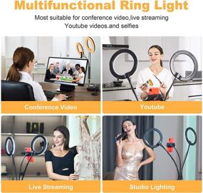 img 2 attached to 🌟 Dimmable LED Selfie Ring Lights with Tripod Stand and Phone Holder - Perfect for Laptop Light, Video Conference Recording, Zoom Meetings, Makeup, Live Streaming, YouTube Vlogging, Selfie Photography, and Computer Usage