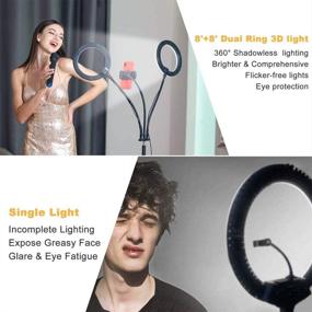 img 1 attached to 🌟 Dimmable LED Selfie Ring Lights with Tripod Stand and Phone Holder - Perfect for Laptop Light, Video Conference Recording, Zoom Meetings, Makeup, Live Streaming, YouTube Vlogging, Selfie Photography, and Computer Usage