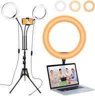 🌟 dimmable led selfie ring lights with tripod stand and phone holder - perfect for laptop light, video conference recording, zoom meetings, makeup, live streaming, youtube vlogging, selfie photography, and computer usage logo