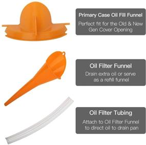 img 2 attached to 🔶 MoKo Car Oil Funnel - 3 Pack Motorcycle Refueling Funnel Set for Harley - Long Mouth Oil Gasoline Water Filter Tool - Drip-Free Long Stem Plastic Funnel - Optimized for Crankcase Primary Case Oil Fill - Vibrant Orange Color