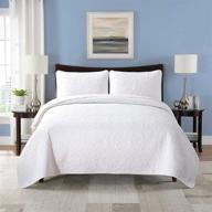 soft and stylish: soul & lane solid white 100% cotton 2-piece quilt set - twin with 1 sham, floral modern quilted bedspread logo