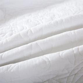 img 1 attached to Soft and Stylish: Soul & Lane Solid White 100% Cotton 2-Piece Quilt Set - Twin with 1 Sham, Floral Modern Quilted Bedspread
