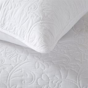 img 3 attached to Soft and Stylish: Soul & Lane Solid White 100% Cotton 2-Piece Quilt Set - Twin with 1 Sham, Floral Modern Quilted Bedspread