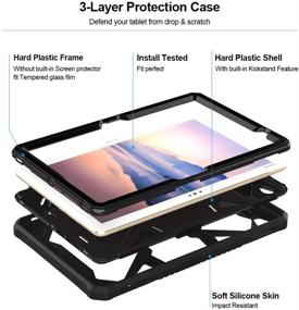 img 2 attached to 📱 Foluu Heavy Duty Silicone+Hard PC Bumper Full-Body Protective Shockproof Cover with Kickstand for Huawei MediaPad M5 Lite 10 10.1 Inch 2018 - Black