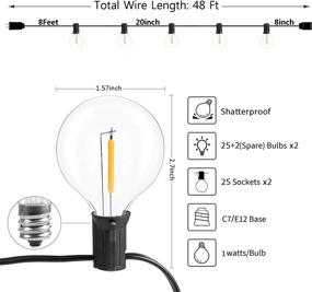 img 1 attached to 🌞 Улучшите свою территорию с помощью водостойких гирлянд на 96 футов - 2 пары Globle String Lights с 40 Г40-лампочками с возможностью диммирования, идеально подходят для кафе, патио, заднего двора и бистро.