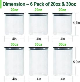 img 2 attached to Urban Green Glass Jars with Black Lids - Airtight Glass Food Storage Sets, Canisters with Bamboo Lids (3 Sets of 20oz + 3 Sets of 30oz)