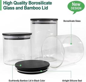 img 3 attached to Urban Green Glass Jars with Black Lids - Airtight Glass Food Storage Sets, Canisters with Bamboo Lids (3 Sets of 20oz + 3 Sets of 30oz)