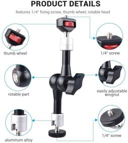 img 3 attached to 🔧 MOSHUSO 7-inch Magic Arm Friction Articulating Arm with 1/4&#34; Screw for Field Monitor, LED Light, Flash | Max Payload 3 kg/6.6 lbs