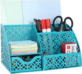 img 4 attached to 🗄️ Efficient Desk Organizer: EasyPAG 5-Compartment Desktop Accessories Caddy with Drawer in Dark Teal