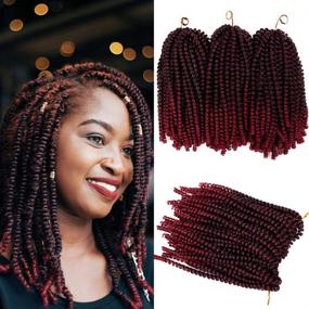 img 2 attached to 🌺 GX Beauty Spring Twist Ombre Burgundy Crochet Braids: Synthetic Braiding Hair Extensions, Low Temperature Fiber for Black Women, 8 Inch, 3 Packs/Lots, 90 Strands/Order (1B-Bug#)