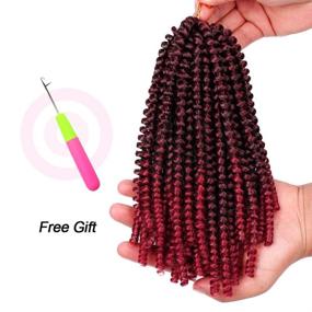 img 1 attached to 🌺 GX Beauty Spring Twist Ombre Burgundy Crochet Braids: Synthetic Braiding Hair Extensions, Low Temperature Fiber for Black Women, 8 Inch, 3 Packs/Lots, 90 Strands/Order (1B-Bug#)