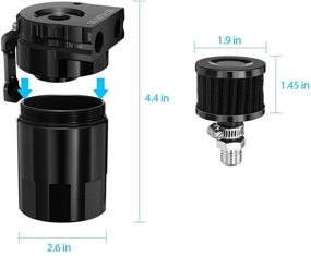 img 1 attached to Комплект резервуара Coralov Oil Catch Can на 300 мл, черный алюминий, универсальное крепление с 6 фитингами и 10 уплотнениями O-образные кольца