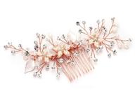 💍 exquisite mariell handmade rose gold bridal hair comb with pearls, crystals & hand-enameled matte petals: a stunning headpiece for unforgettable weddings logo