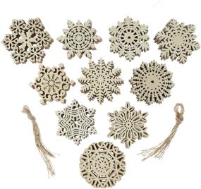 img 4 attached to 60Pcs Christmas Wooden Snowflakes: Unfinished Wood Snowflake Embellishments for DIY Crafts & Winter Decorations