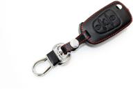 🔑 ezzy auto black leather key fob cover with keychain - 3 button fob skin covers key jacket protector for kia sportage, optima, rio, and soul logo