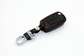 img 2 attached to 🔑 Ezzy Auto Black Leather Key Fob Cover with KeyChain - 3 Button Fob Skin Covers Key Jacket Protector for KIA Sportage, Optima, Rio, and Soul