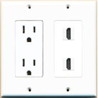 🔌 riteav 15 amp power outlet 2 port hdmi decorative wall plate - white: enhance your space with style and functionality logo