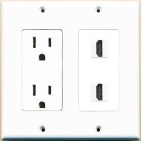 img 2 attached to 🔌 RiteAV 15 Amp Power Outlet 2 Port HDMI Decorative Wall Plate - White: Enhance Your Space with Style and Functionality