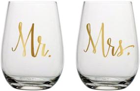 img 1 attached to Charming Set of 2 Mr & 🥂 Mrs Stemless Wine Glasses - Classy and Sleek Design