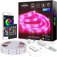 transform your space with 50ft led strip lights: multicolor rgb tape lights, music sync, remote + app control – perfect for bedroom party & home decoration логотип