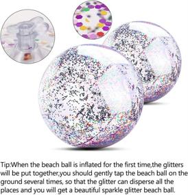 img 2 attached to 🏖️ Sparkling Glitter Beach Balls Set: Bulk Pack of 3 Holographic Inflatable Pool Balls - 2 Jumbo Sizes Included (15.7 Inch/23.6 Inch)