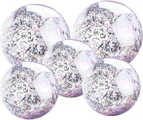 img 4 attached to 🏖️ Sparkling Glitter Beach Balls Set: Bulk Pack of 3 Holographic Inflatable Pool Balls - 2 Jumbo Sizes Included (15.7 Inch/23.6 Inch)