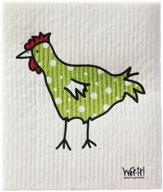 🐔 swedish treasures wet-it! cleaning cloth: spotted green chicken - super absorbency, reusability, biodegradability for all-purpose cleaning needs logo