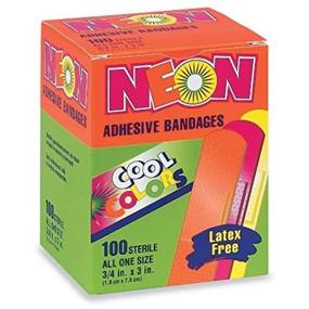 img 2 attached to 💊 Assorted Neon Adhesive Bandages, 3/4&#34; x 3&#34;, 100/BX (1 Box)