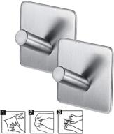 🔒 adhesive hooks gelme nutri stainless steel stick on hooks - waterproof heavy duty wall hangers for kitchen, bedroom, bathroom, home - anti skid hooks for towel, robe, coat, key, bag (2 pack) logo