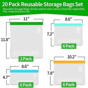 img 3 attached to VEHHE 20 Pack Reusable Storage Bags: Leakproof Food Bags for Lunch, Travel, and Cosmetics - 2 Gallon Ziplock, 6 Snack, 6 Freezer, and 6 Sandwich Bags