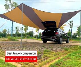 img 3 attached to Ultra Large Waterproof Ripstop Car Awning with 4 Poles for SUV Overlanding, Camping, Picnic Activities and More by Hasika