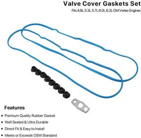 img 1 attached to 🔧 Engine Valve Cover Gasket Set - Suitable for Chevy Silverado, Suburban, Tahoe, Trailblazer, GMC Sierra, Yukon, Envoy, Cadillac Escalade - Compatible with 4.8L 5.3L 6.0L 6.2L Models - Replaces OEM Part 12637683 VS50504R1