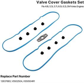 img 2 attached to 🔧 Engine Valve Cover Gasket Set - Suitable for Chevy Silverado, Suburban, Tahoe, Trailblazer, GMC Sierra, Yukon, Envoy, Cadillac Escalade - Compatible with 4.8L 5.3L 6.0L 6.2L Models - Replaces OEM Part 12637683 VS50504R1