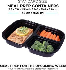 img 1 attached to 🍱 Freshware Meal Prep Containers [30 Pack] 3 Compartment - Food Storage Containers with Lids, Bento Box, BPA Free, Stackable - Microwave/Dishwasher/Freezer Safe (32 oz)