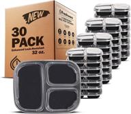 🍱 freshware meal prep containers [30 pack] 3 compartment - food storage containers with lids, bento box, bpa free, stackable - microwave/dishwasher/freezer safe (32 oz) логотип