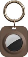 🔑 damonlight cube airtag case - genuine leather protective cover with keychain, anti-scratch skin compatible with airtags 2021 (brown) logo