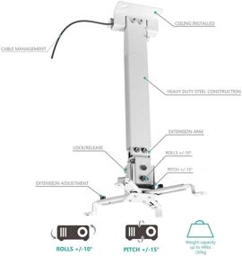 img 2 attached to White Universal Projector Ceiling Mount with 25.6 inches Extension Pole - Holds up to 44 lbs (PM-001-WHT): Multiple Adjustment Bracket for Optimal Viewing Experience