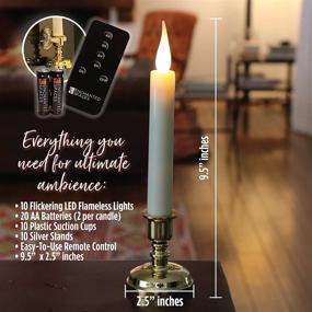 img 1 attached to 10-Pack Flameless Ivory Window Candles | Removable Gold Candle Stands | 20 AA Batteries | Remote Control | Daily Timer | Window Suction Cups | Battery Operated LED Light