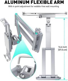 img 2 attached to 📱 Настенный кронштейн для планшетов AboveTEK - надежно держит iPads, Galaxy Tabs, Fire и многое другое! Антикражное замок, регулируемое длинное вращение руки, серебро