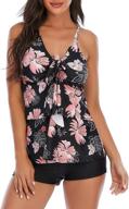 🌸 floral print tankini swimsuits for women: 2-piece bathing suits with tummy control & boyshorts logo