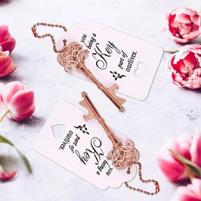 img 2 attached to 🔑 Rose Gold Vintage Skeleton Key Bottle Openers: Wedding Party Favors with 500 Thank You Stickers & More!