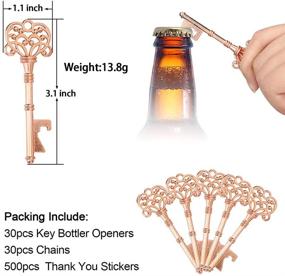 img 1 attached to 🔑 Rose Gold Vintage Skeleton Key Bottle Openers: Wedding Party Favors with 500 Thank You Stickers & More!