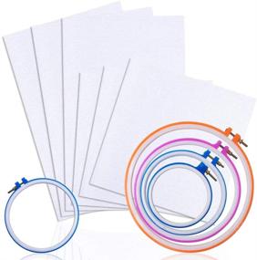 img 4 attached to Value Set of 11 Classic Reserve Aida Cloth with Embroidery Hoops - Premium 11 Count White Cross Stitch Fabric Cloth + Versatile Plastic Circle Cross Stitch Hoop Ring (5.1-9.8 inch)