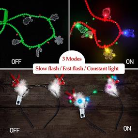 img 2 attached to 🎄 Christmas Light Necklaces and Neon Headbands Combo Pack: LED Light Up Accessories for Parties, Women, and Kids - Festive Holiday Favors and Glow Party Supplies