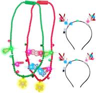 🎄 christmas light necklaces and neon headbands combo pack: led light up accessories for parties, women, and kids - festive holiday favors and glow party supplies logo